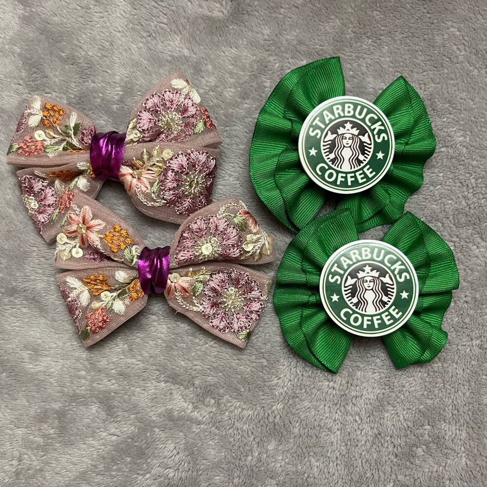 Starbucks Green Hair Bows for Kids